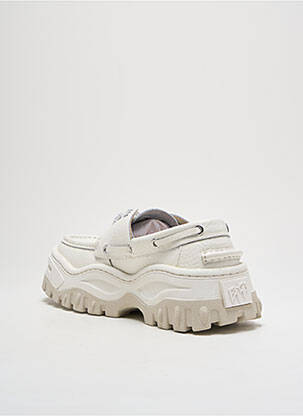 Chaussures bâteau matière lisse talon de 4 à 6cm blanc EYTYS femme