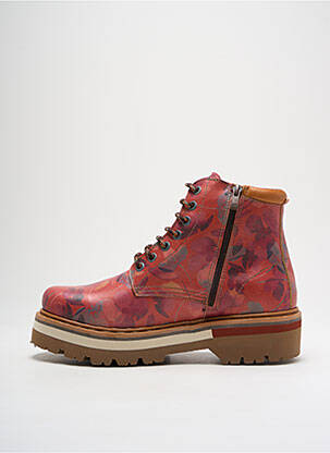 Bottines/boots tissage satiné talon de 4 à 6cm rouge ART femme