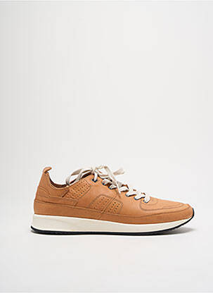 Baskets matière lisse bout rond marron HUB homme