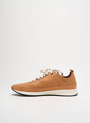 Baskets matière lisse bout rond marron HUB homme