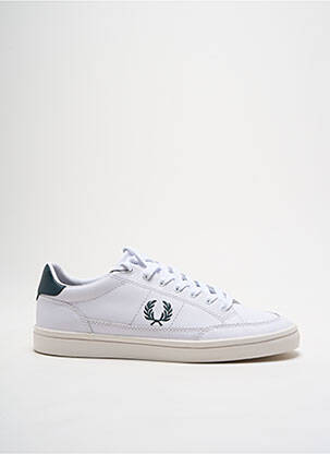 Baskets matière lisse bout rond blanc FRED PERRY homme
