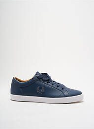 Baskets matière lisse talon compensé bleu FRED PERRY homme