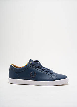 Baskets matière lisse talon compensé bleu FRED PERRY homme