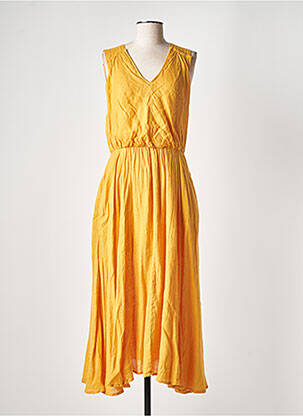 Robe mi-longue sans manche sans manche jaune ZYGA femme