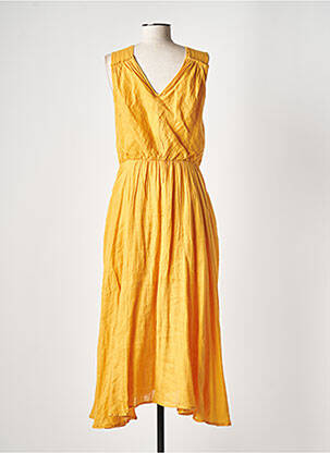 Robe mi-longue sans manche sans manche jaune ZYGA femme