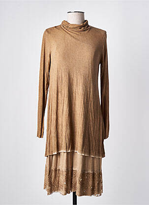 Robe mi-longue manches longues manches longues marron ELISA CAVALETTI femme