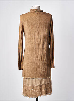 Robe mi-longue manches longues manches longues marron ELISA CAVALETTI femme