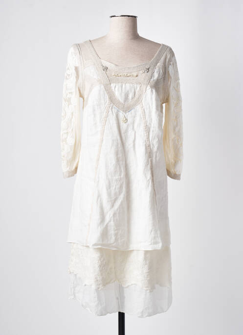 Robe mi-longue beige ELISA CAVALETTI pour femme
