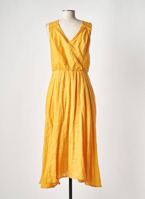 Robe mi-longue jaune ZYGA pour femme