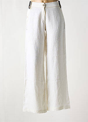Pantalon flare taille à pinces taille haute beige ELISA CAVALETTI femme