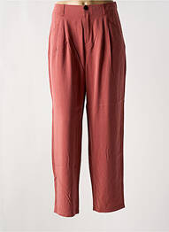 Pantalon droit tissage popeline taille haute rose ONE STEP femme