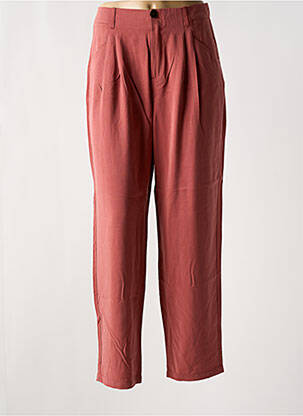 Pantalon droit tissage popeline taille haute rose ONE STEP femme
