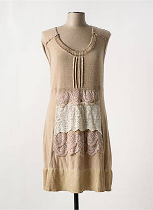 Robe mi-longue sans manche sans manche beige ELISA CAVALETTI femme