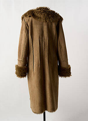 Manteau long finition intérieure fourrure synthétique sans capuche marron IKKS femme