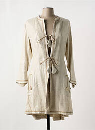 Manteau long coupe cintrée sans capuche beige INDIES femme