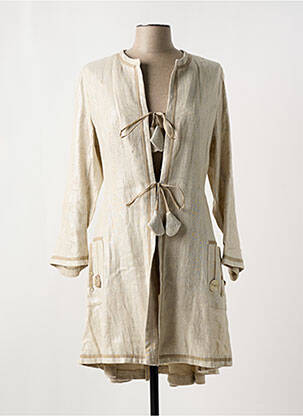 Manteau long coupe cintrée sans capuche beige INDIES femme