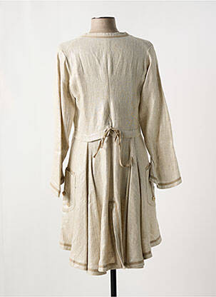 Manteau long coupe cintrée sans capuche beige INDIES femme