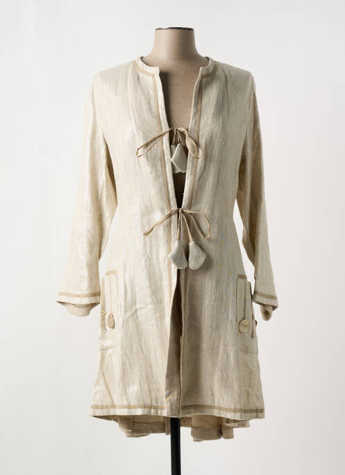 Manteau long beige INDIES pour femme