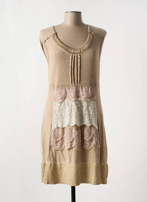 Robe mi-longue beige ELISA CAVALETTI pour femme