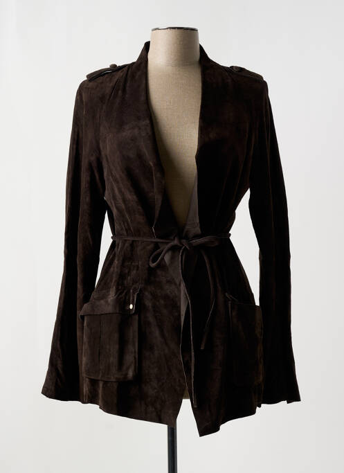 Veste en cuir marron ONE STEP pour femme