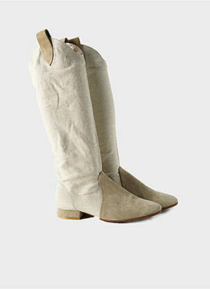Bottes bout pointu talon plat jusqu'à 3cm beige FLORENCE KOOIJMAN femme