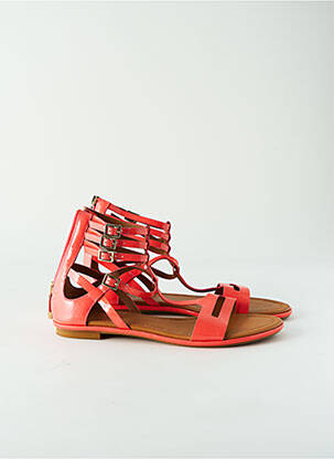 Spartiates talon bas talon plat jusqu'à 3cm orange WHAT FOR femme