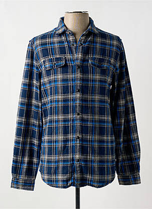 Chemise manches longues imprimé écossais bleu PETROL INDUSTRIES homme