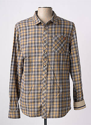 Chemise manches longues imprimé écossais marron ELLE EST OU LA MER homme