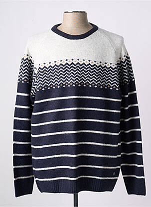 Pull col rond manches longues bleu ELLE EST OU LA MER homme