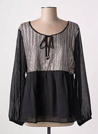 Blouse légère et transparente manches longues noir MEISÏE femme