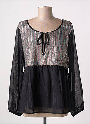 Blouse légère et transparente manches longues noir MEISÏE femme