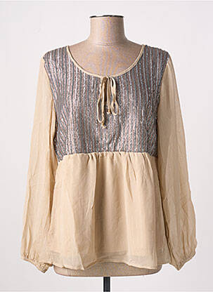 Blouse légère et transparente manches longues beige MEISÏE femme