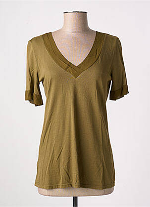 Top tissage jersey manches courtes vert LA FÉE ATELIER BY LA FÉE MARABOUTÉE femme