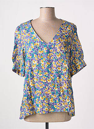 Blouse tissage popeline manches courtes vert LA FEE MARABOUTEE femme