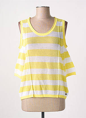 Pull maille ajourée manches 3/4 jaune MADO ET LES AUTRES femme