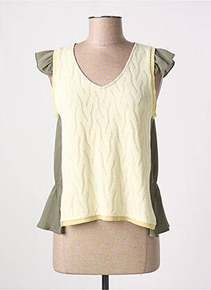Blouse tissage crêpe manches courtes jaune MIA SOANA femme