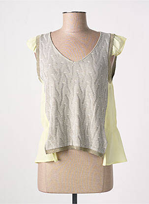 Blouse tissage crêpe manches courtes vert MIA SOANA femme