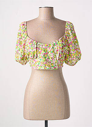 Blouse tissage popeline manches courtes vert DEFACTO femme