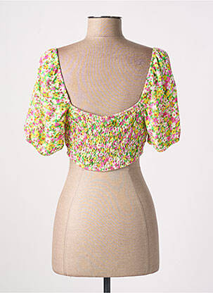 Blouse tissage popeline manches courtes vert DEFACTO femme