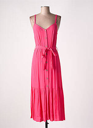 Robe longue tissage crêpe fines bretelles rose TOMMY HILFIGER femme