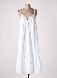 Robe longue coupe évasée fines bretelles blanc IKKS femme