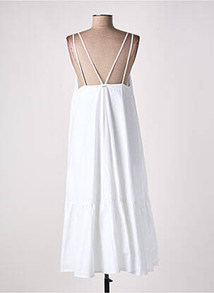 Robe longue coupe évasée fines bretelles blanc IKKS femme