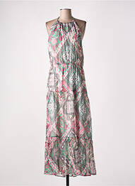 Robe longue imprimé fleurs fines bretelles rose IKKS femme