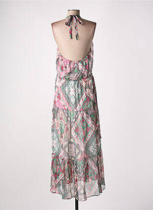 Robe longue imprimé fleurs fines bretelles rose IKKS femme
