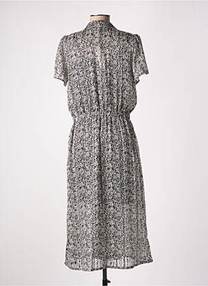 Robe mi-longue imprimé fleurs manches courtes noir I.CODE (By IKKS) femme