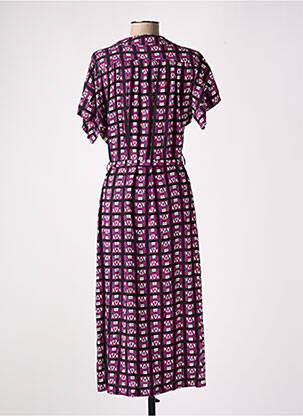 Robe longue imprimé fantaisie manches courtes violet LA FEE MARABOUTEE femme
