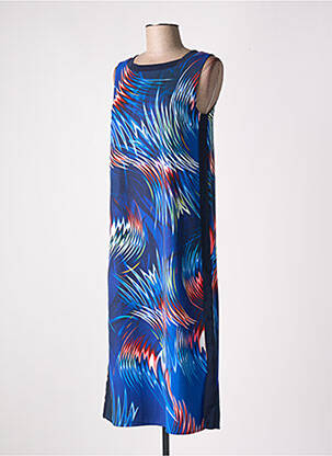 Robe mi-longue imprimé fantaisie sans manche bleu ONE SPIRIT femme