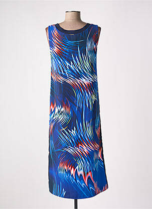 Robe mi-longue imprimé fantaisie sans manche bleu ONE SPIRIT femme
