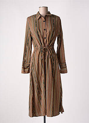 Robe mi-longue manches longues manches longues marron SKATÏE femme