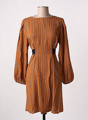Robe courte manches longues manches longues marron MEISÏE femme